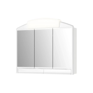 Jokey Spiegelschrank Rano, 59x51 cm, Hochglanz Weiß, mit drei Spiegeltüren und integrierter Beleuchtung.