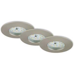 Briloner LED-Einbauleuchten Attach, 3er-Set, Nickel matt, für den Innenbereich.