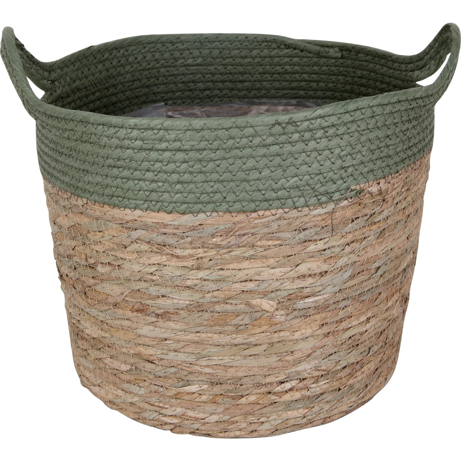 Übertopf Korb mit Griffen Ø 27 cm Natur-Grün kaufen bei OBI