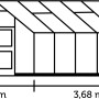 Skizze Juliana Gewächshaus Premium 10 Alu mit Maßangaben zu Höhe, Breite und Tiefe.