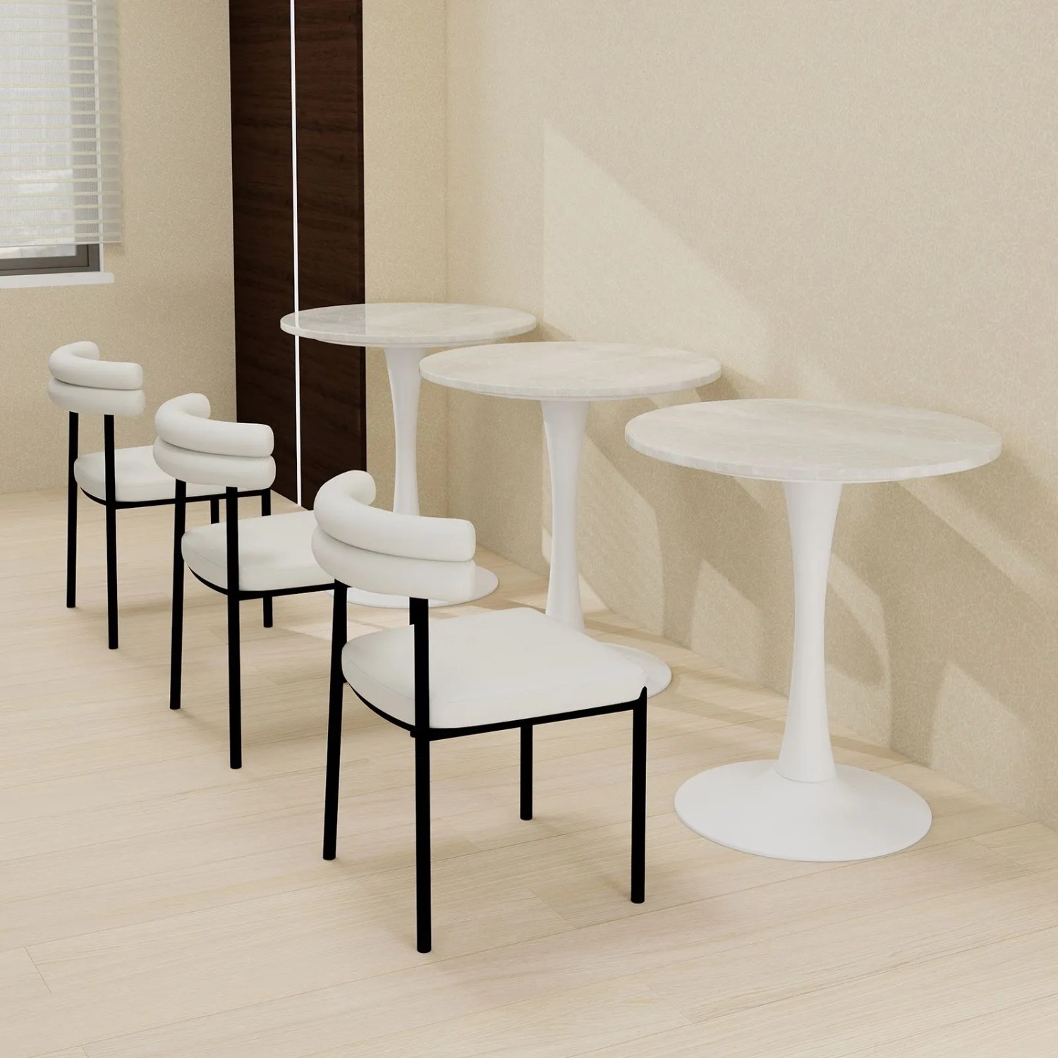 okwish Couchtisch mit Marmor Tischplatte Wohnzimmer Esszimmer 70x70x72cm Weiß_2