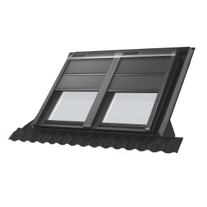 Velux Hitzeschutz-Markise & Verdunkelung SSS MK04, elektrisch solarbetrieben, in Schwarz für Dachfenster.