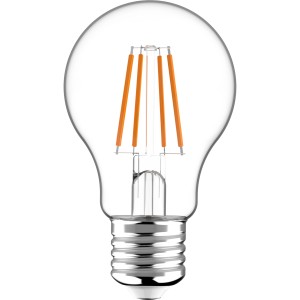 Klassische E27 LED Filament Leuchte A60, 4,5W, warmweiß, transparent.