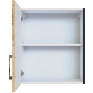 Offener Held Möbel Hängeschrank Sorrento in Wotaneiche-Grafit mit Einlegeboden und Metallgriff.