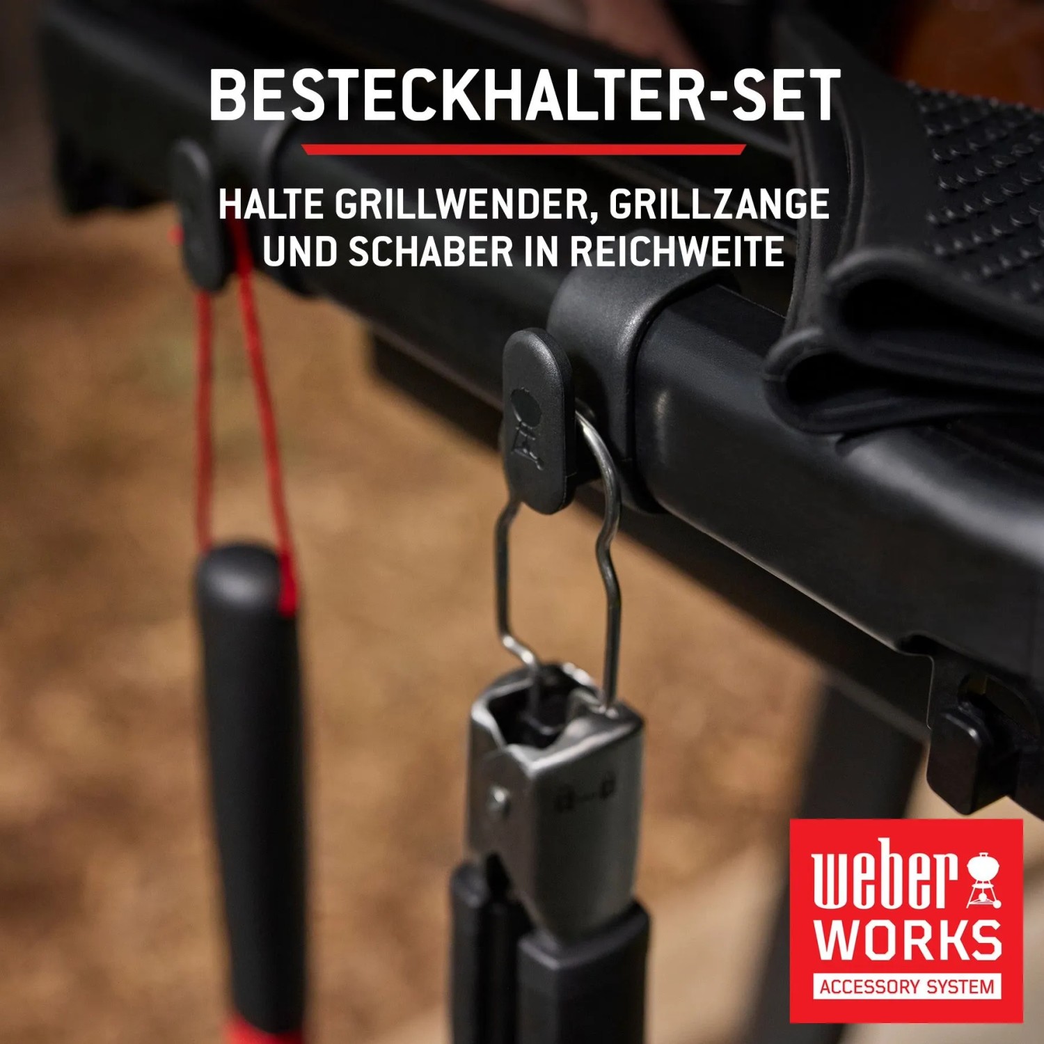Weber Gasgrill Zubehör: Besteckhalter-Set für Grillbesteck wie Grillzange und Wender.