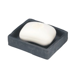 Wenko Seifenablage Slate Rock aus Polyresin mit Seife, natürliche Erdtöne.