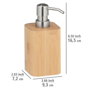WENKO Seifenspender Bambusa aus Bambus mit Edelstahl-Pumpe, ca. 220ml.