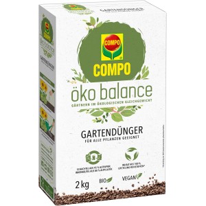 Compo öko balance Gartendünger 2 kg, veganer Universaldünger für gesundes Pflanzenwachstum.