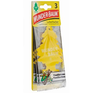 Wunderbaum Vanille 3er-Set, Lufterfrischer für Auto, gelb.