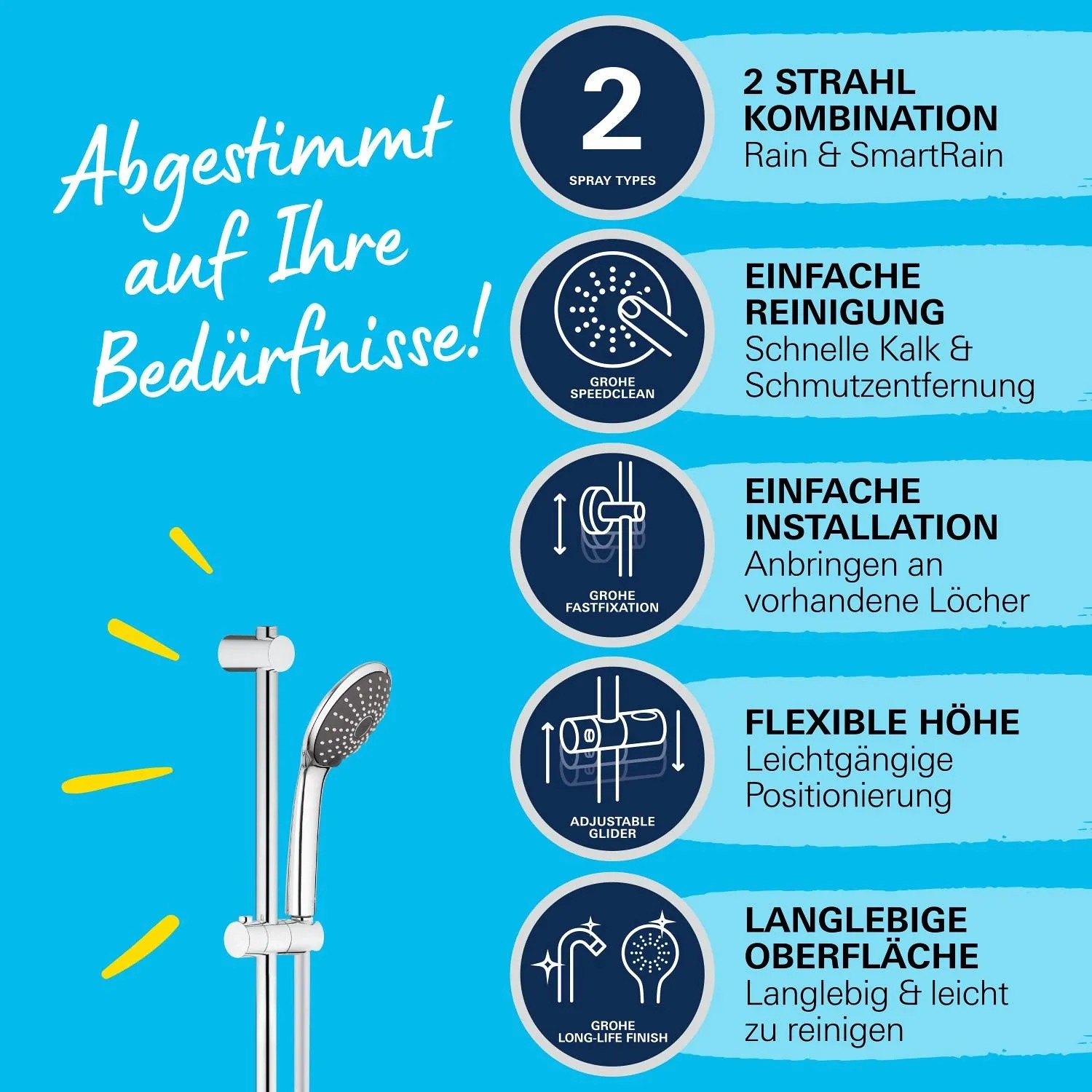 Grohe QuickFix Brauseset Vitalio Joy 110 Duo Chrom mit 2 Strahlarten.