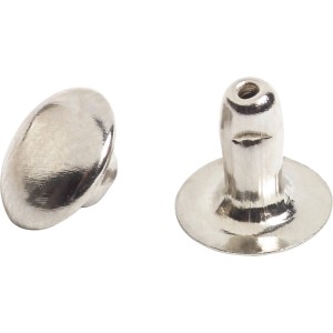 Vernickelte LUX Hohlnieten, 4x10 mm, 15 Stück, zur Verstärkung von Textilien.