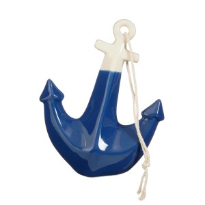Dunkelblauer Deko-Anker von Mica Decorations, 18 cm hoch, maritimes Design.