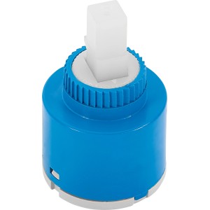 Keramikkartusche 35mm für Delaro Armaturen, blaues Kunststoffgehäuse mit weißem Betätigungselement.