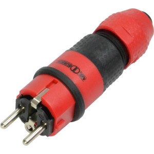ABL Sursum Schutzkontaktstecker, rot und schwarz, aus Kunststoff.