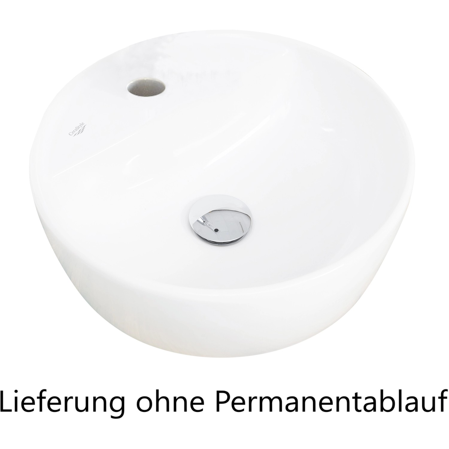 Rundes Keramik-Aufsatzbecken, Teil des Held Möbel Waschtisch Trient 100 cm in Weiß.