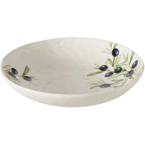 Boltze Schale Olivia, 34 cm, aus Dolomit mit Olivenzweig-Dekor, modernes Deko-Highlight für Geschenkartikel.