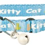 Helles, blaues Jollypaw Kätzchenhalsband aus Nylon mit Schelle und schwarzem Verschluss.
