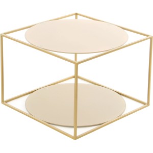 Kayoom Beistelltisch Cody Gold, Ø 50 cm, moderner Würfel mit Glasablagen.