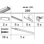 Bestandteile Gardinia Flächenvorhangschiene Komfort Komplett-Set 5-läufig Weiß 280 cm: Schiene, Paneelwagen, Beschwerungsprofile, Träger, Befestigungsmaterial.