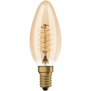 Osram LED-Leuchtmittel E14 in Kerzenform, 3,4W, warmweißes Licht, Vintage-Look.