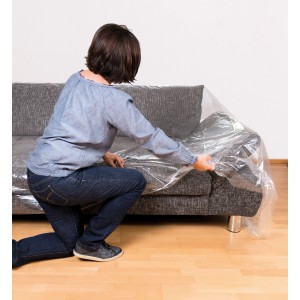 Transparentes 2er-Pack Couchhüllen zum Schutz von Polstermöbeln bei Umzug oder Lagerung.