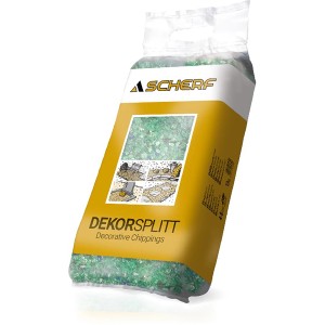 Sack Glassplitt Garten-Grün, 4-8mm, 10kg. Zierkies für Garten- und Landschaftsbau.
