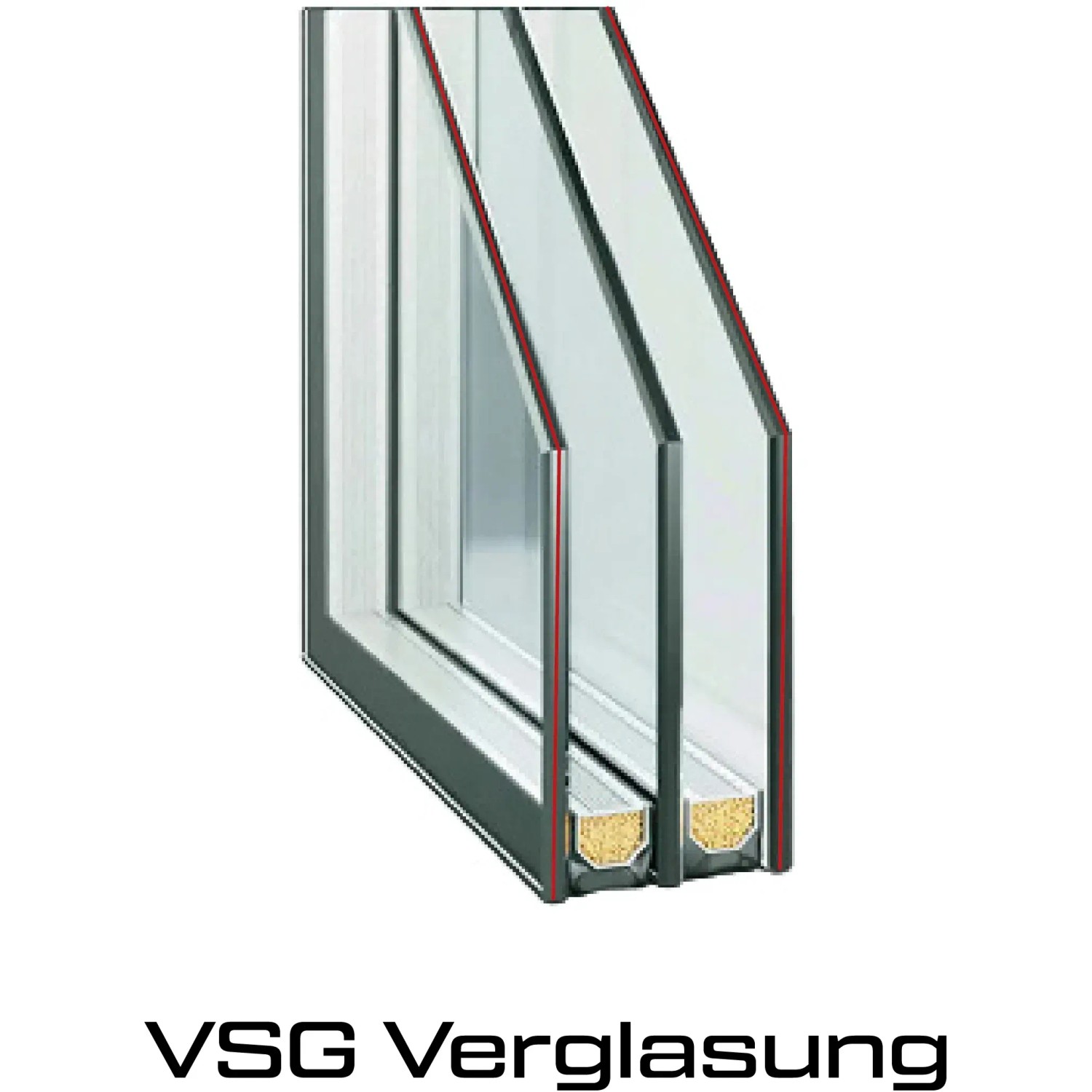 Detailaufnahme der VSG-Verglasung einer ThermoSpace Prime Palermo Sicherheitshaustür.