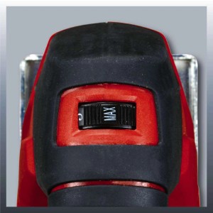 Detailaufnahme: Einhell Stichsäge TC-JS 60/1 mit Drehzahleinstellung auf "MAX".