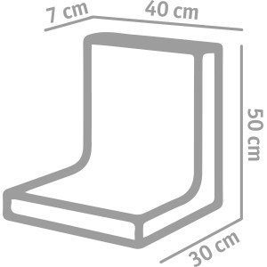 Grauer Diephaus L-Stein unbewehrt, 50x40x30x7 cm, Schemazeichnung mit Maßen.