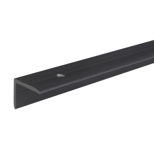 Schwarzes Treppenkantenprofil aus Kunststoff, L-Form, 20x25x1000 mm.