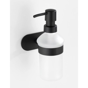 Wenko Orea Seifenspender Turbo-Loc, Edelstahl, schwarz, zur Wandmontage ohne Bohren.