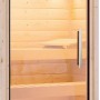 Karibu Sauna Cleo mit Glastür und Bio-Ofen. Elementsauna mit externer Steuerung.