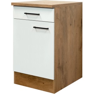 Flex-Well Exclusiv Küchen-Unterschrank Vintea 50 cm Magnolie matt - Lancelot Oak