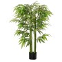 Realistischer künstlicher Bambusbaum, 140 cm hoch, mit vielen grünen Blättern im schwarzen Topf.