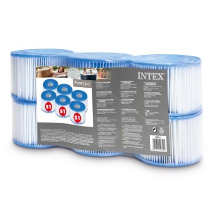 Intex Filterkartuschen Typ S1, 6er-Pack für Whirlpools der PureSpa Serie, weiße Filter.
