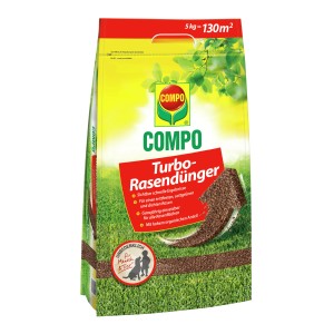 Compo Rasendünger Turbo 5kg: Organisch-mineralischer Dünger für schnelles Wachstum und dichten, grünen Rasen.