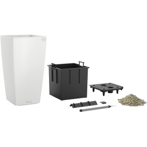 Lechuza Cubico Color 40 Pflanzgefäß, weiß, 40x40 cm, mit Zubehör für Erd-Bewässerung.