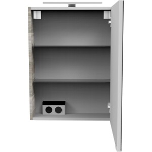 Offener Fackelmann Spiegelschrank SBC Steinesche 50 cm mit zwei Einlegeböden.
