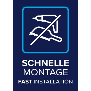 Symbol für schnelle, bohrfreie Montage des tesa Insect Stop Magnetvorhangs.