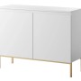 Selsey Sideboard Bemmi 100 cm, weiß, mit grifflosen Türen und eleganten goldenen Stahlfüßen. Modernes Design.