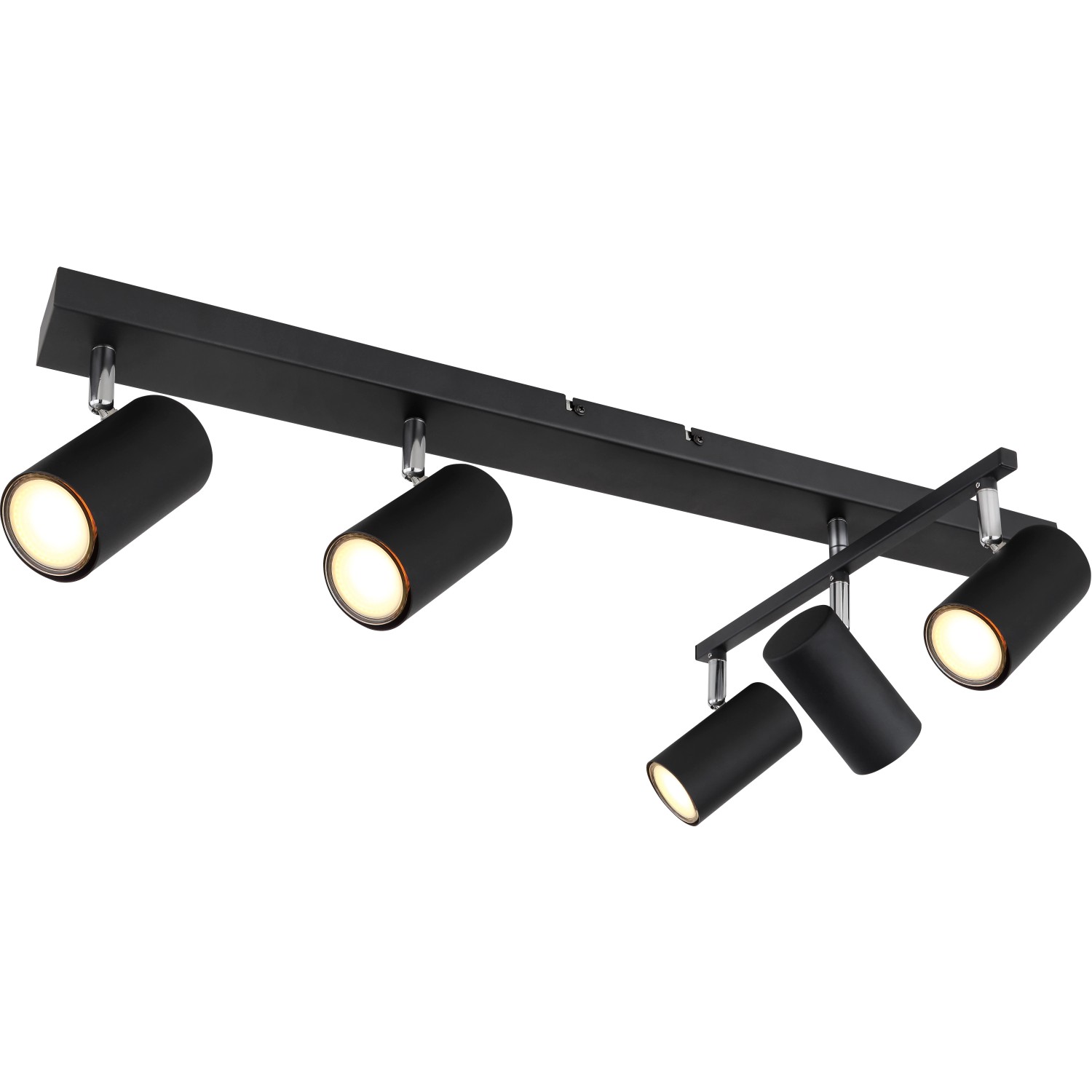 Globo Strahler Robby, 5-flammig, schwarz matt. Moderner Spot für GU10 Leuchtmittel.