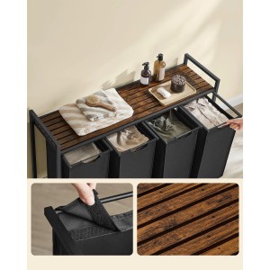 Songmics Wäschesammler Brenta mit 4 Fächern 160 l Schwarz-Braun