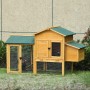PawHut Zwerghühnerstall aus Holz mit grünem Dach, integriertem Auslauf und Nistkasten. Für Hühner.