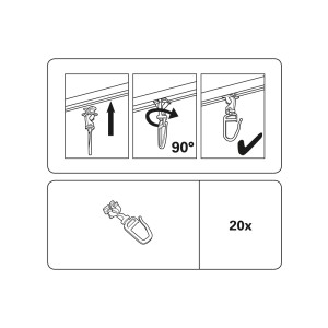 Gardinia Drehgleiter, 20er Pack, für 4 mm Laufkanal, Montageanleitung.
