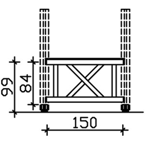 Technische Zeichnung: Skan Holz Brüstung Andreaskreuz, 150x84 cm, Fichte Natur, Zubehör für Lauben & Pavillons.