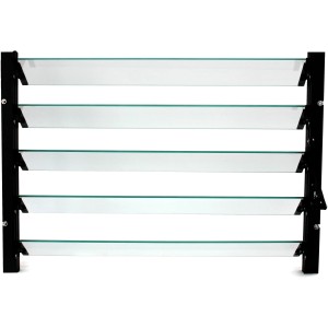 Vitavia Lamellenfenster, schwarz, mit 5 ESG-Glasscheiben für Gewächshäuser.