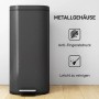 Schwarzer HOMCOM Mülleimer aus Metall mit Fußpedal, fingerabdruckresistent. 30L Abfalleimer für Küche.
