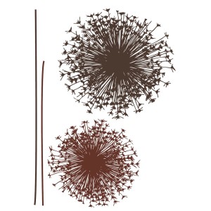 Wandsticker Pusteblume, 70x50 cm, braune und dunkelbraune Details für die Wanddekoration.