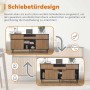 okwish Kommode mit Schiebetüren Schublade Wohnzimmer 160x40x80cm Eiche Schwarz_8