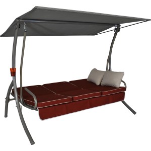 Angerer Hollywoodschaukel Primero Style 3-Sitzer in Terracotta mit Liegefunktion und Sonnendach.